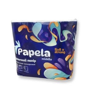 Папір туалетний Papela Middle тришаровий, 4 рул/уп
