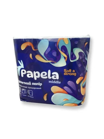 Папір туалетний Papela Middle тришаровий, 4 рул/уп