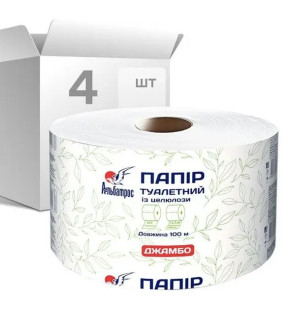 Папір туалетний Альбатрос, білий 100 м, 4 рул/уп