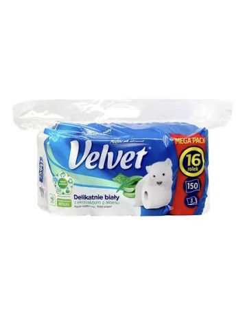 Папір туалетний Velvet Soft White тришаровий 16 шт/уп