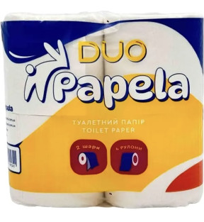 Папір туалетний Papela Duo двошаровий, 4 рул/уп