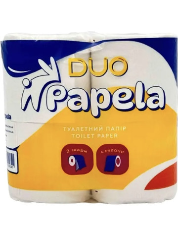 Папір туалетний Papela Duo двошаровий, 4 рул/уп