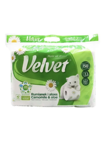 Папір туалетний Velvet Camomile тришаровий 12 шт/уп