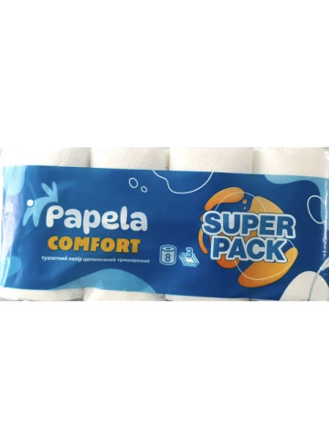 Папір туалетний Papela Comfort тришаровий, 8 рул/уп
