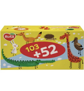 Серветки косметичні Ruta Kids, 2-шарові, 155 аркушів/уп