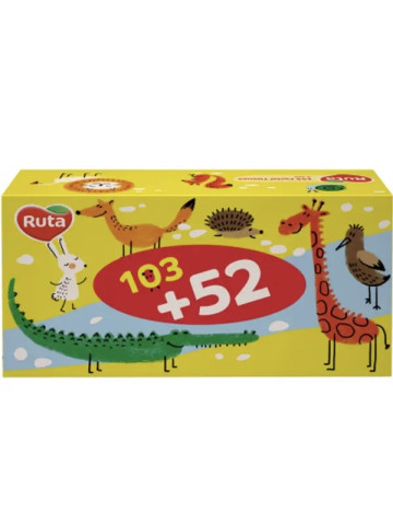 Серветки косметичні Ruta Kids, 2-шарові, 155 аркушів/уп