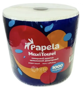 Рушники паперові Papela MaxiTowel Білі, 2-шарові, 1 рулон, 1000 відривів